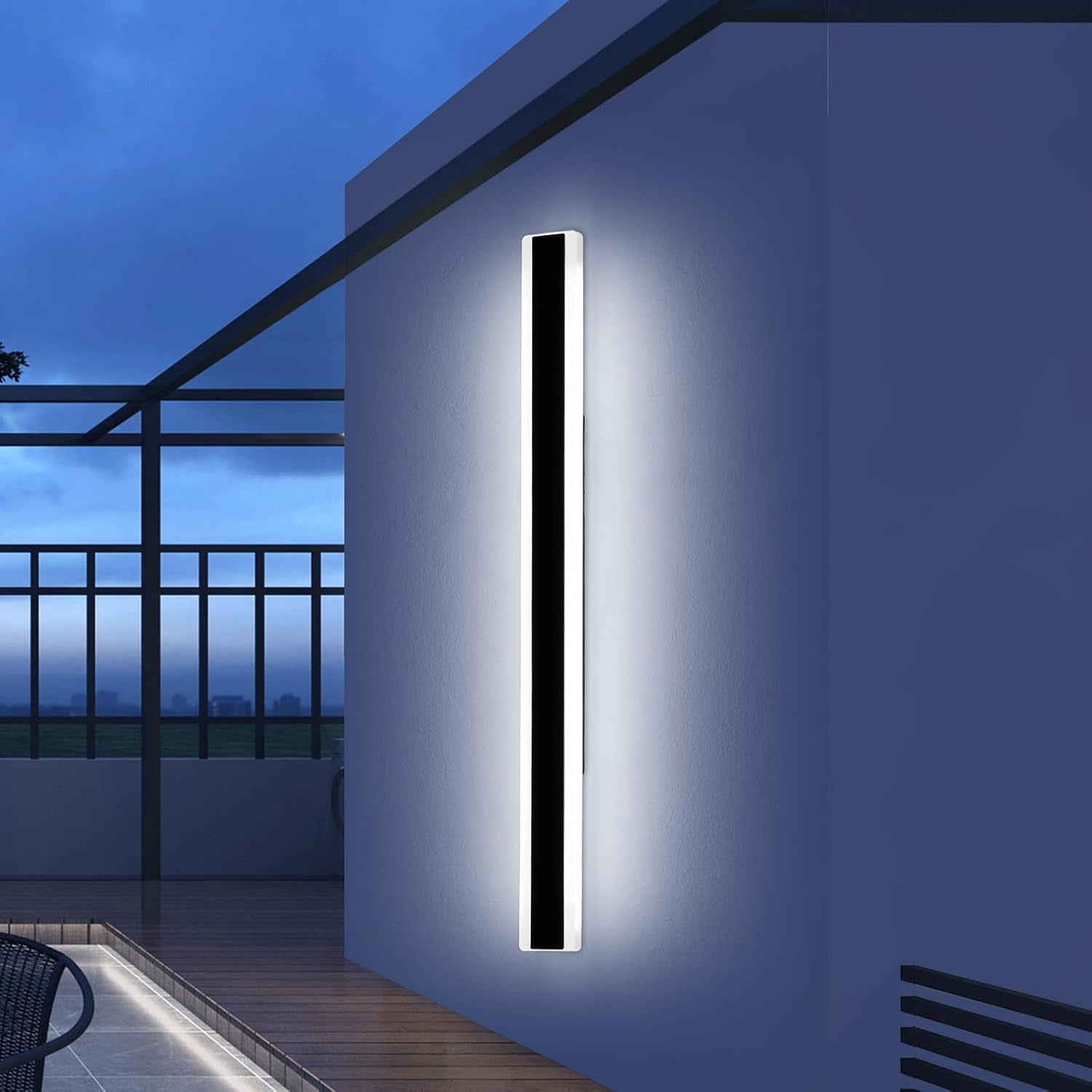 40/60inch Long LED Outdoor Wall Light, RGBW Exterior Lighting Fixture, Dimmable Modern Wall Sconce, 10 Colors, IP65 Waterproof, Wall Mounted Lamps for Porch, Garage, Yard, with Remote Control