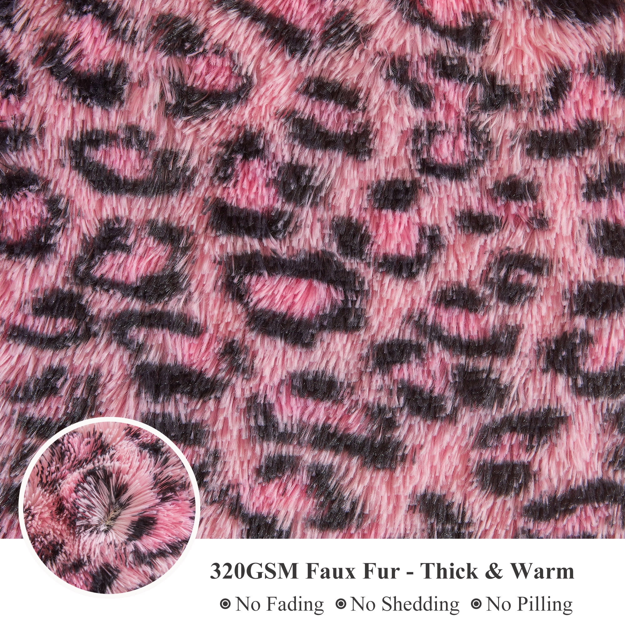 XeGe Faux Fur Leopard Print Blanket, Soft Cheetah Print Fluffy Bed Blanket, Shaggy Plush Decorative Couch Throw, Cute Animal Print Fuzzy Throw for Sofa Bed Couch, Black and Pink, 60x80