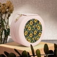 thumbnail image 6 of Fuzoiu Sunflowers Print Portable Jewelry Box,Round Mini Leather Travel Jewelry Case,Small Travel Jewelry Organizer,Jewelry Holder for Ring Necklace Earring for Women Girls-Pink, 6 of 7