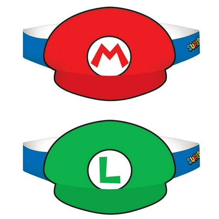 - Super Mario Party Supplies 8 Pack Party Hats
