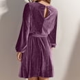 thumbnail image 3 of Aayomet Jupes Longues pour Femmes Robe Automne Mode Manches Taille Haute Ligne A Robe de Soirée avec Ceinture (RD1, m), 3 of 4