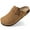 Brown, variant on Litfun Women's Suede Clogs Leather Mules Cork Footbed Sandals Arch Support Potato Shoes with Adjustable Buckle