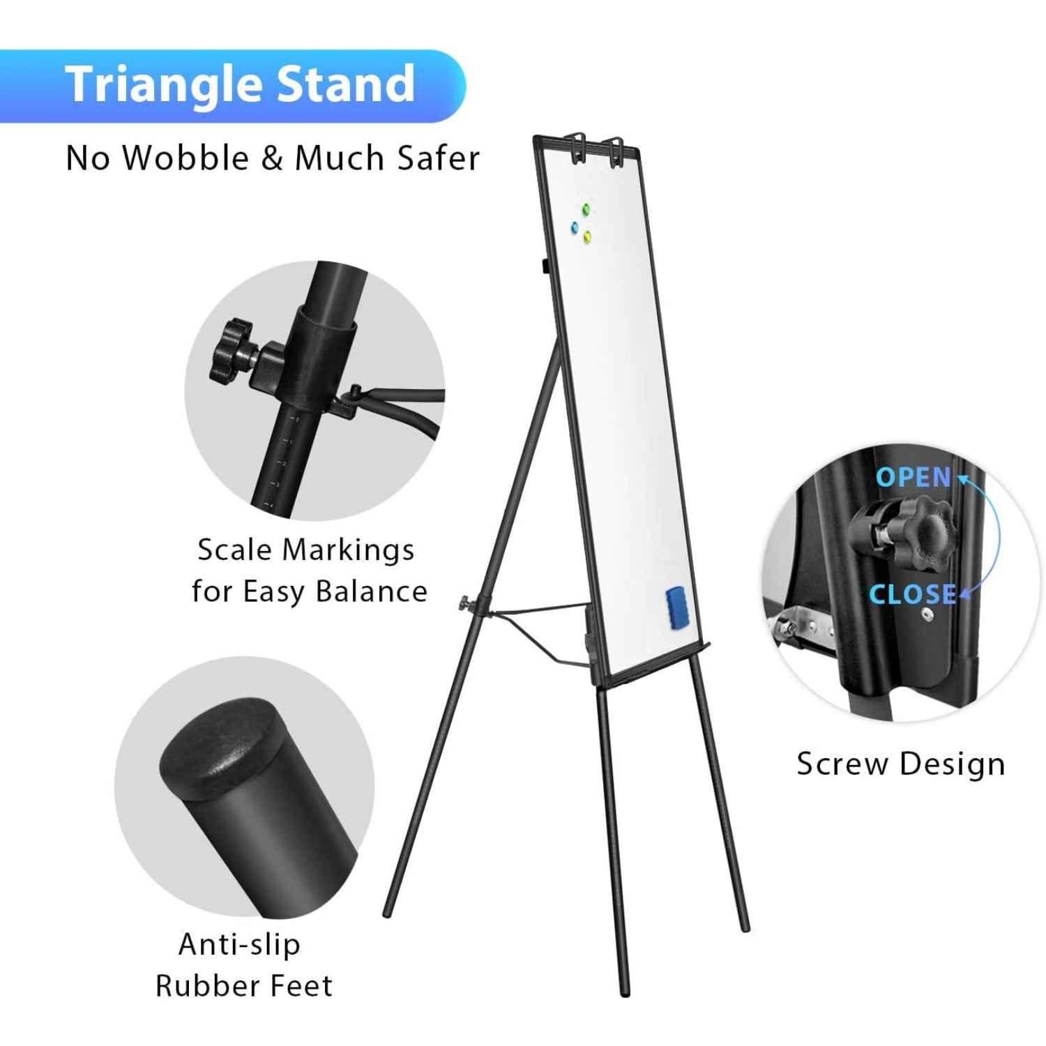 Easel Whiteboard - Magnetic Portable Dry Erase 36 x 24 Tripod Height Adjustable, 3' x 2' Flipchart Easel Stand White Board for Office or Teaching at Home & Classroom (36x24 White)