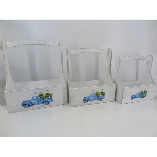 Tool Box Shape with Blue Truck Pattern Crates, Set of 3