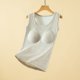 thumbnail image 1 of Ropa interior térmica para mujer, otoño e invierno, camiseta térmica de tirantes con cuello redondo y forro polar suave, sin mangas, de poliéster., 1 of 3