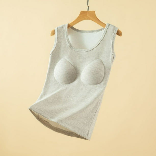 Ropa interior térmica para mujer, otoño e invierno, camiseta térmica de tirantes con cuello redondo y forro polar suave, sin mangas, de poliéster.