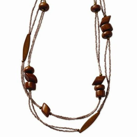 Brown Hamba Wood & Acrylic Bead Slip-on Necklace