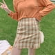 thumbnail image 5 of Falda a cuadros para mujer, minifalda tipo lápiz de talle alto, barra de café, XXL, 5 of 5
