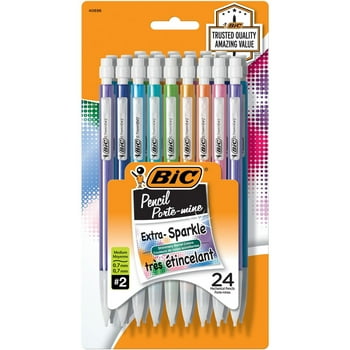 Porte-mines pastel BIC Extra Très étincelant avec gommes à effacer, pointe moyenne (0,7 mm), paquet de 24, porte-mines en vrac pour l’école
