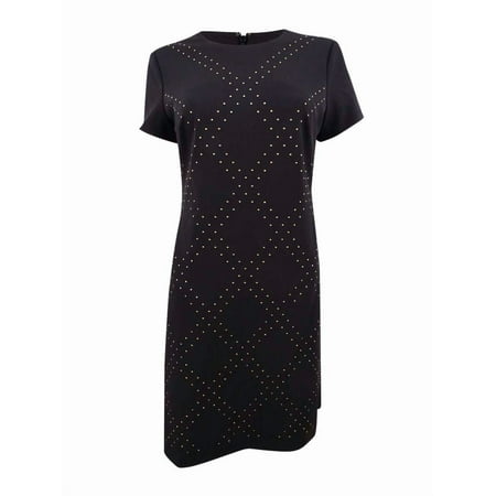 Tommy Hilfiger Women's Embellished Scuba Shift Dress (Black, 18)