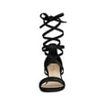thumbnail image 2 of BLISSFUL STEP Women's Shoes Lace Up Faux Suede Open Toe Chunky Heel Sandals Black 5, 2 of 8
