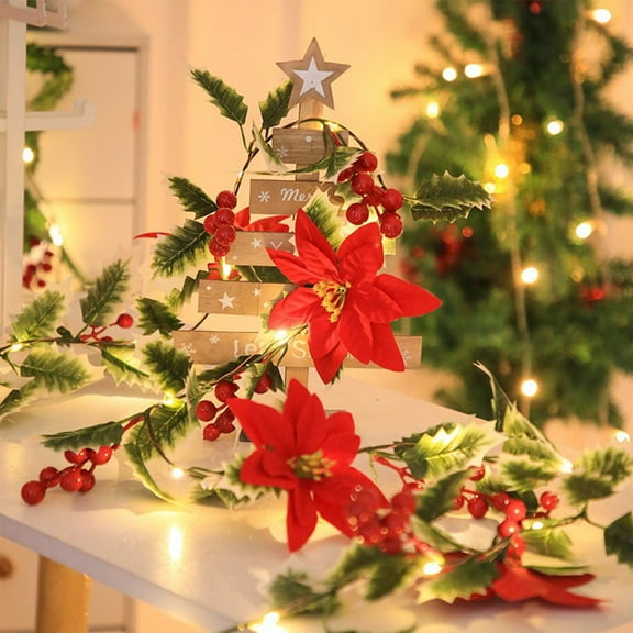 Christmas String Lights, Battery-Operated with Timer for Christmas Trees, Mantels and Holiday Party Decor, Flower, Red