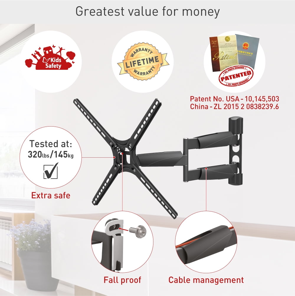 Barkan Full Motion Long TV Wall Mount 13 - 65 inch Patented Premium Lifetime Warranty