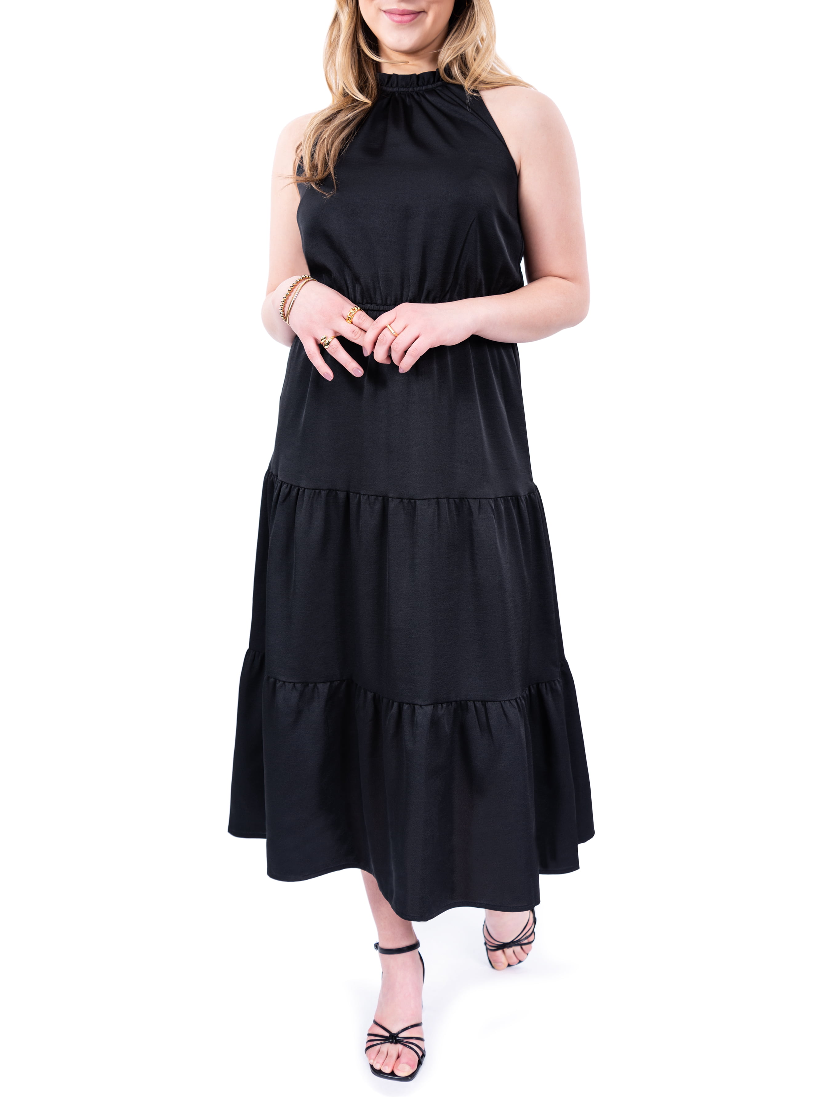 Nine.Eight Women's Satin Halter Midi Dress, Sizes XS-XXXL