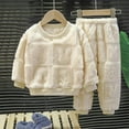 thumbnail image 2 of Pyjamas en Polyester pour Enfants 2 Pcs/ensemble Ensemble de Pyjamas pour Enfants Automne Hiver Couleur Unie Rabbit Col Rond Épais Chaud sous-Vêtements Thermiques Garçons Filles Manches Longues Haut Pantalon, 2 of 8