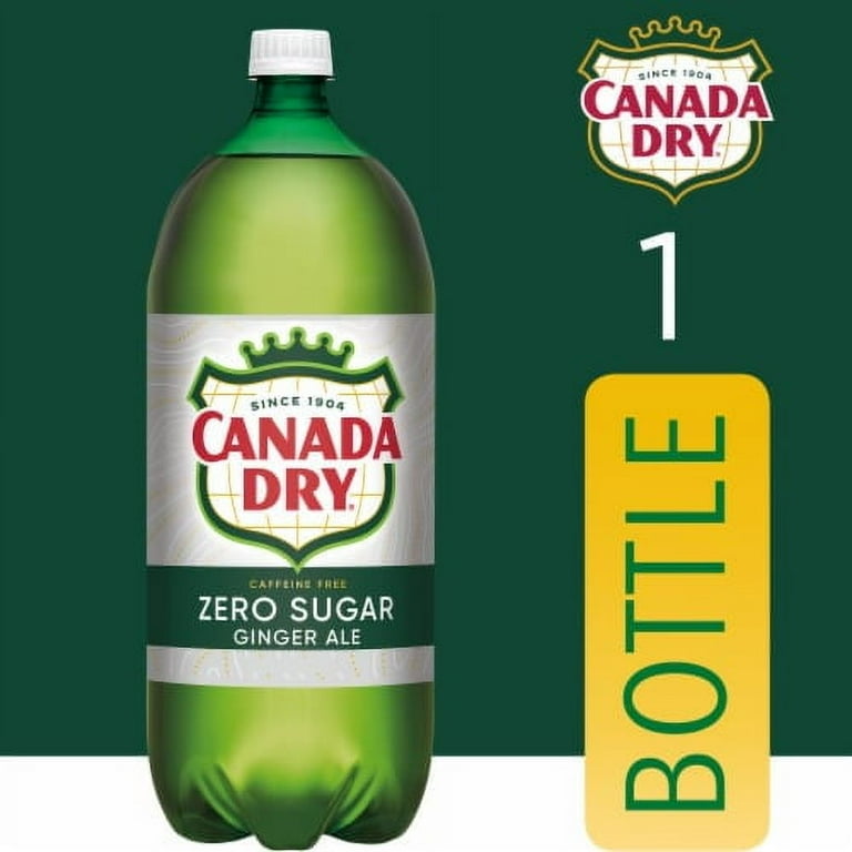 Canada Dry Zero Sugar Ginger Ale Soda, 2 Liter Bottle, Pack of 2
