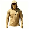 thumbnail image 7 of Inglocry Men's UPF 50+ Sun Hoodie with Mask Fishing Shirts UV Protection Long Sleeve, Quick Dry Hooded Rash Guard Hikingwith Zipper Pocket Khaki 2XL, 7 of 7