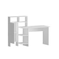 thumbnail image 3 of Modern Writing Desk with 6- Shelf Bookcase, Computer Workstation, White and Oak, 3 of 5