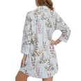 thumbnail image 2 of Xoenoiee Rabbit Bunny Flower Print Women's Swimsuit Cover Up Shirt Button Down Long Sleeve Bathing Suit Coverup Easter Summer V Neck Beach Dress Vacation Outfit, M, 2 of 7
