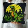 thumbnail image 5 of DIY Latch Hook Pillow Cover Kits Cartoon Roaring Dinosaur with Green Tree Stamped Handamade Pillowcase Crochet Yarn Hook and Latch Emboridery Throw Pillow for Home Sofa Decor 43x43cm(27), 5 of 8