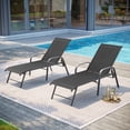 thumbnail image 3 of Pellebant 2‑Pack Outdoor Chaise Lounge Chairs – 5‑Position Aluminum Adjustable Patio Chaise Lounge with Rust Resistant Frame, Black, 3 of 7