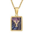 thumbnail image 1 of 26 English Letters (A-Z) Necklace For Women Titanium Steel Stainless Steel Pendant Necklace Pearl Shell Oil Drop Necklace As Gift For Wife , Daughter, Friend, 1 of 7