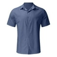 thumbnail image 3 of Mens T Shirts Golf Hawaii Solid Short Sleeve Double Pocket Turn Down Button Mens Shirts, 3 of 4