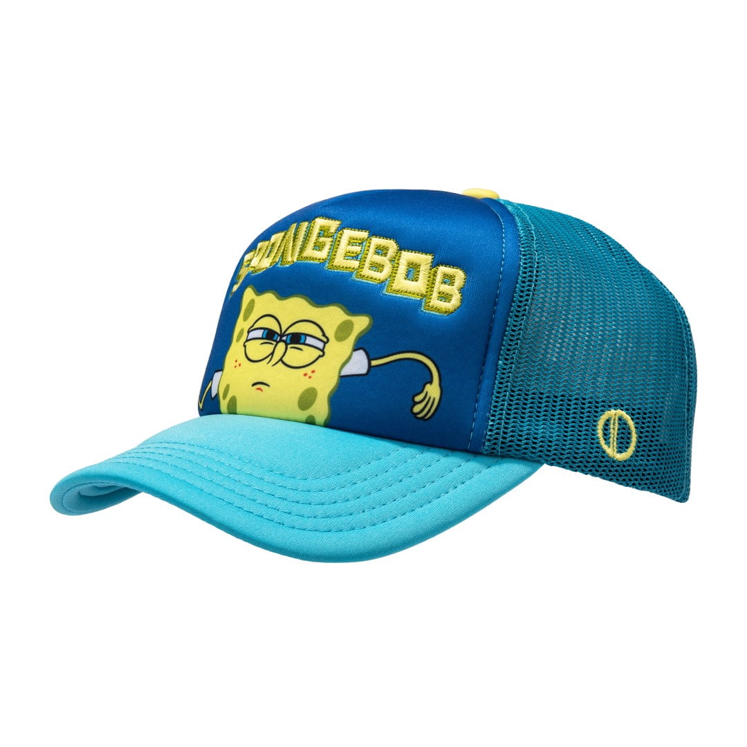 ODD SOX - SpongeBob Trucker Hat – Teal Snapback Cap – Mesh Back – One Size Adjustable Fit