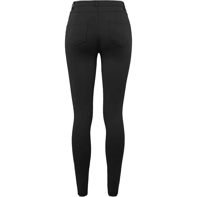 WOMENS 2 A NEW DAY HIGH RISE SKINNY FITTED HIP & THIGH STRETCH BLACK PONTE  PANTS 