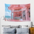 thumbnail image 5 of Easygdp Pastel Pink Beach Cafe Tapestry Wall Hanging, Wall Tapestries for Bedroom Aesthetic Living Room Office Decor 60x40in, 5 of 8