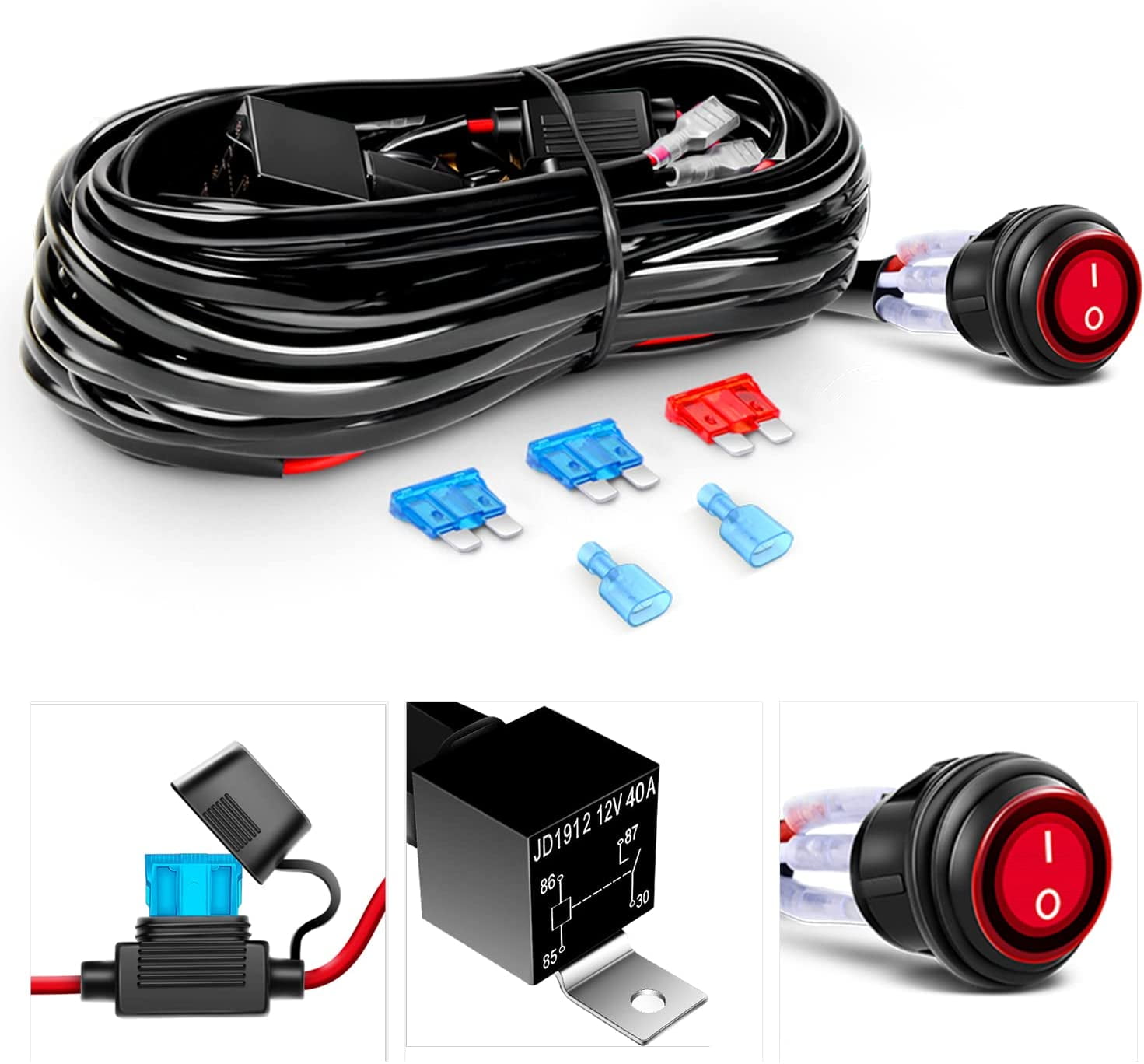 Waywe 20inch 420W Triple Row Led Light Bar Spot Flood Combo Driving Lighting Mounting Bracket Horizontal Bar Tube Working Light with 16AWG Wiring Harness for Truck Golf Cart Boat