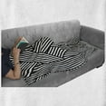 thumbnail image 6 of Stripe Soft Flannel Fleece Throw Blanket, Continuous Contemporary Art Inspired Pattern with Intertwined Lines, Cozy Plush for Indoor and Outdoor Use, 50" x 60", Charcoal Grey and White, by Ambesonne, 6 of 6