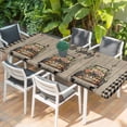 thumbnail image 2 of Spring Flower Table Cloths for 8 Foot Rectangle Tables, Farmhouse Vintage Truck Black Plaid Wood Grain Patio Waterproof Elastic Fitted Tablecloths, Washable Rectangular Table Cover for Camping, 2 of 8