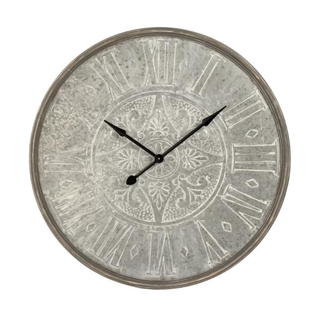 Zentique PC097 Grey Wash Wooden Frame Iron Clock