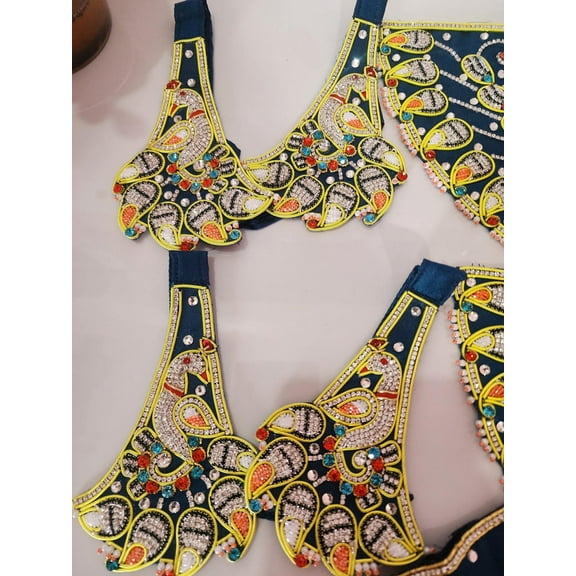 jagannath baldev shubhadra very heavy dress available in all size , jagannath embrodery dress ,work dress golden blue jagannath dress made