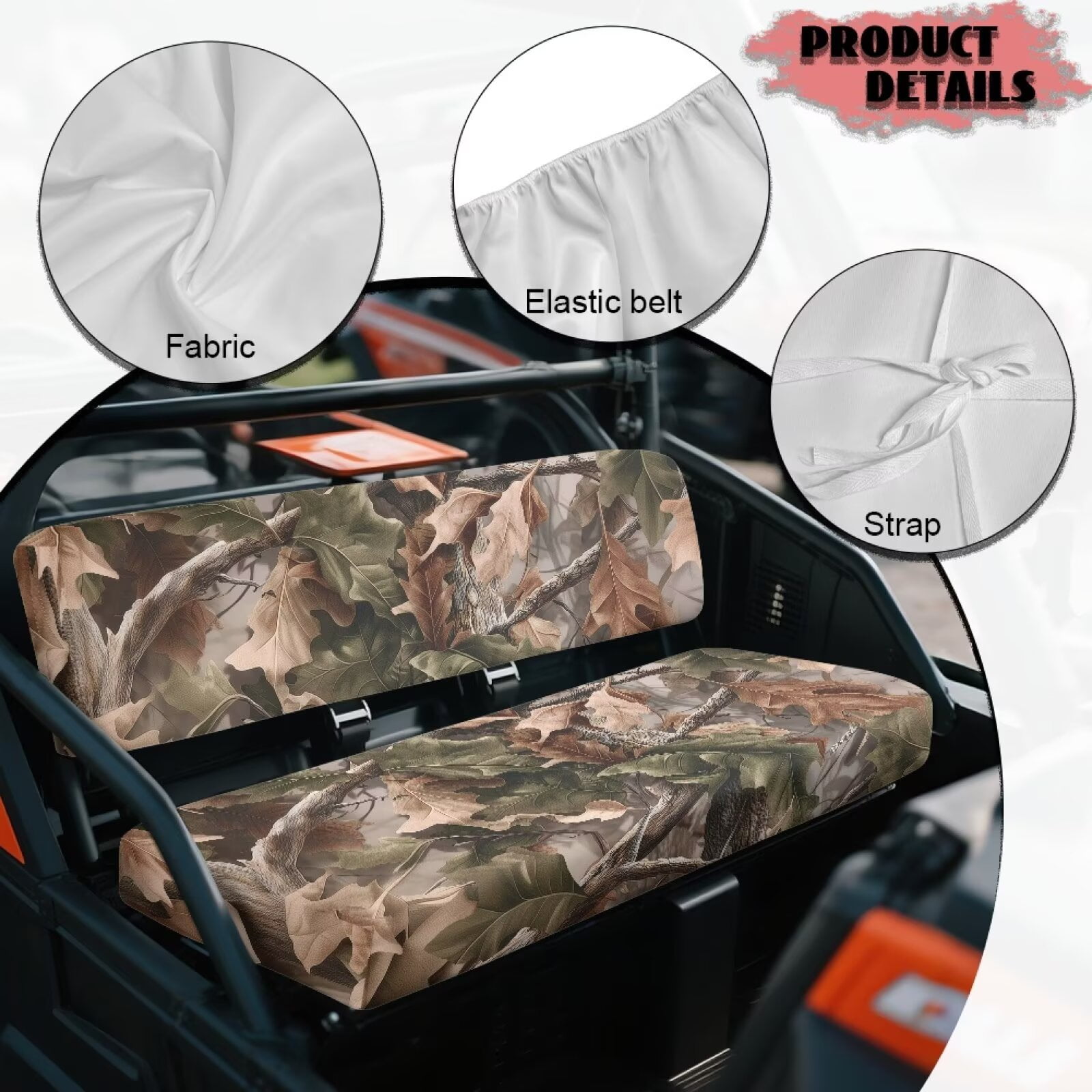 Uorisanigo UTV Seat Cover Non-Slip Camo Hunting Forest Mule Seat Cover Covers Universal UTV Bench Seats Covers Accessories Fit for Kawasaki Mule 4010 4x4 Diesel 2009-2013
