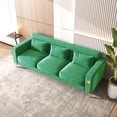 thumbnail image 3 of 87" Velvet Couch,Modern Sectional Sofa with Pillows for Living Room,Bedroom,Apartment Furniture with Gold Metal Legs and 3 Seats,Green, 3 of 7