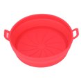 thumbnail image 1 of Friteuse Pliable Doublure en Silicone de Qualité Alimentaire Résistant aux Hautes Températures Pot en Silicone Rond Rouge Diamètre 21CM, 1 of 9