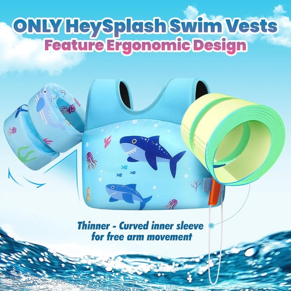 Kids Swim Vest with Adjustable Straps, Toddler Pool Floaties for 20-50/70 Lbs, Water  Arm Float, Safe Buoyancy