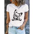 thumbnail image 1 of Summer Short Sleeve Crew Neck Dog Print T-shirt - Casual Top for Women - Spring, 1 of 6