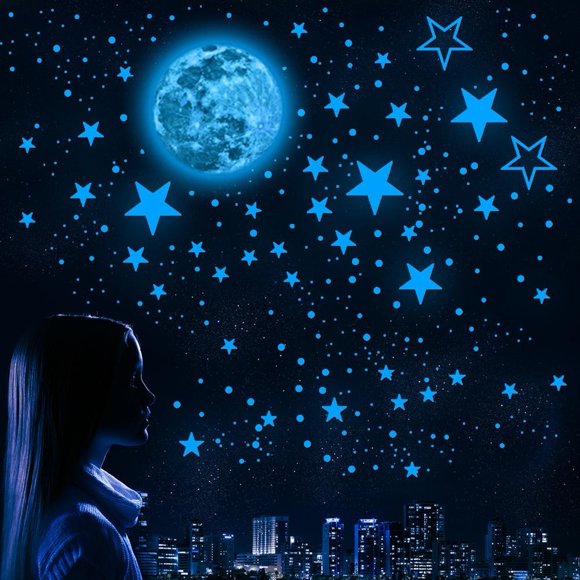 MYG 435Pcs Glow In The Dark Luminous Stars And Moon Planet Space Wall Stickers Decal