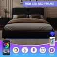 thumbnail image 6 of Queen Size Luxurious Faux Leather Upholstered Platform Bed with Thickened Headboard, Bluetooth Speakers and RGB LED Light, No Box Spring Needed, Black, 6 of 9