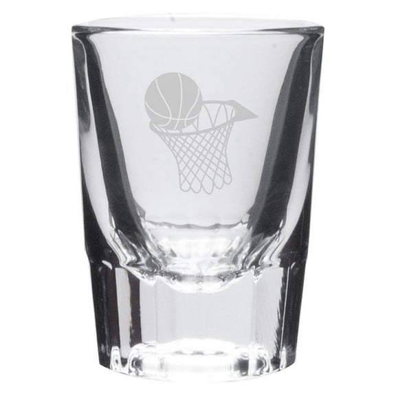 Basketball Hoop Deep Etched Crystal Shot Glass