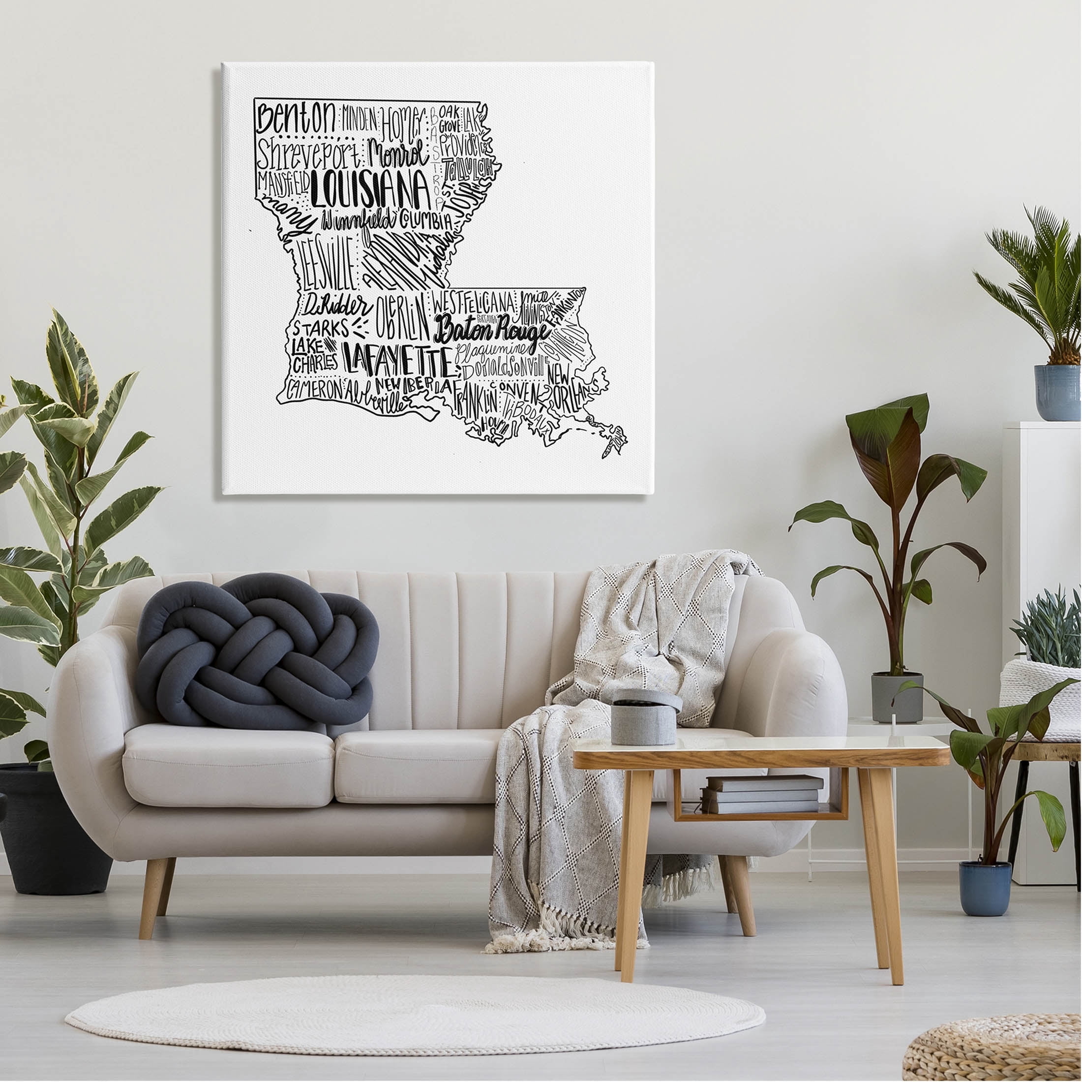 Stupell Industries Louisiana State Map Typography Cities Graphic Art Gallery Wrapped Canvas Print Wall Art, Design by The Saturday Evening Post