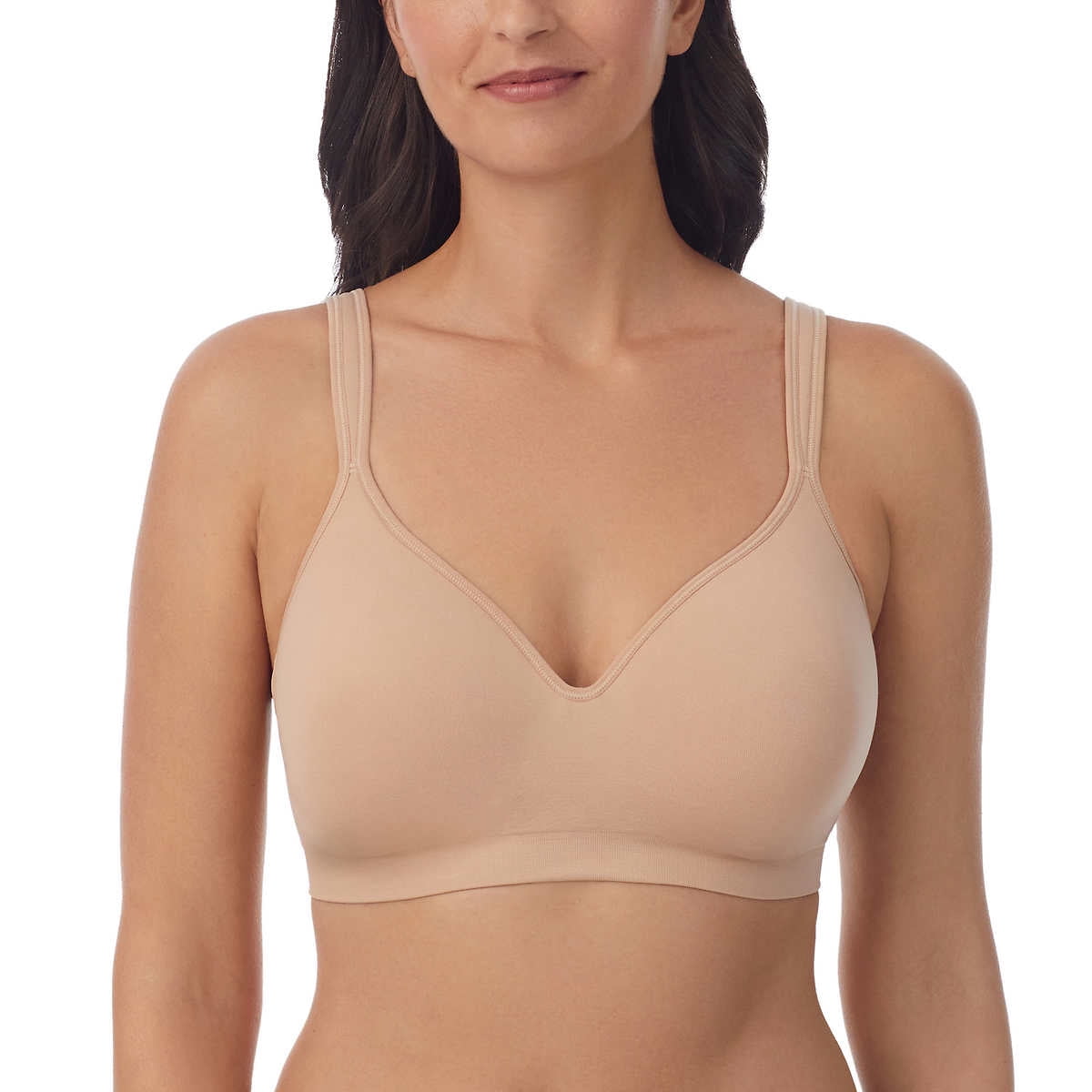 Carole Hochman Women's Wirefree Sealmless Comfort Bra, 2-Pack, Black/Taupe, Medium