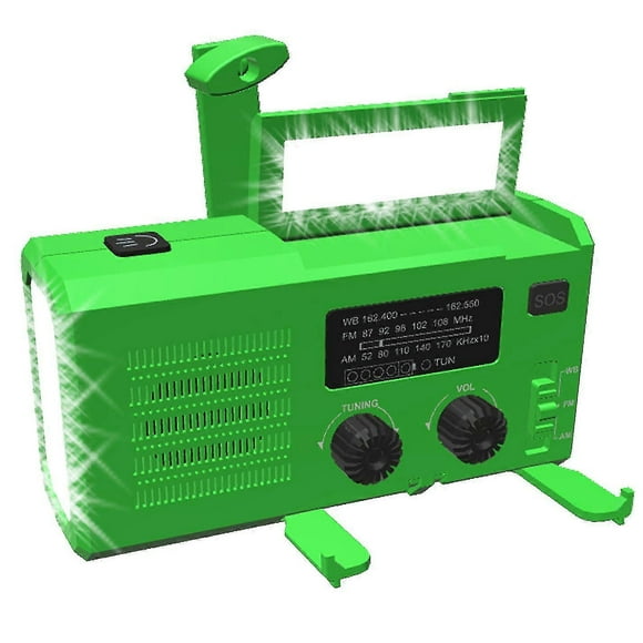 (green)Am-Fm Dual Band Radio Manual Solar Emergency Radio Pocket Radio Mobile Phone Emergency Power Supply