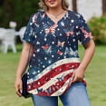 thumbnail image 2 of Dweltoz Women’s 250th Anniversary Usa Plus Size Shirt L-5xl V Neck Short Sleeve 4th Of July Tunics Tops Casual Loose Fit Trendy Blouse Shirt,Vermilion 4XL, 2 of 6