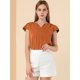 thumbnail image 3 of Camiseta Manga Tulipán Allegra K Cuello En V Básico para Mujer color caramelo S, 3 of 6