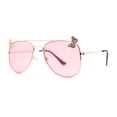 thumbnail image 2 of Kids Size Girls Butterfly Metal Jewel Pin Aviator Sunglasses Gold - Pink, 2 of 4