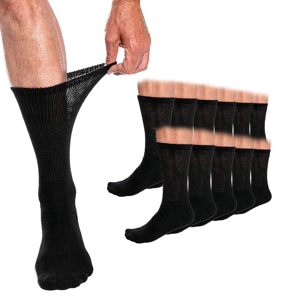 Official Diabetic Socks MultiPack Crew Socks Black, Grey, White
